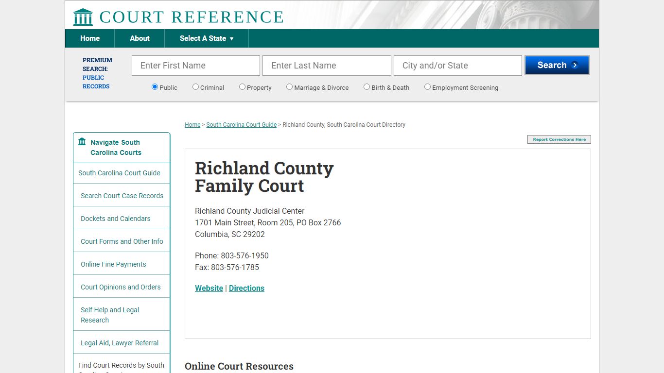 Richland County Family Court - Court Records Directory